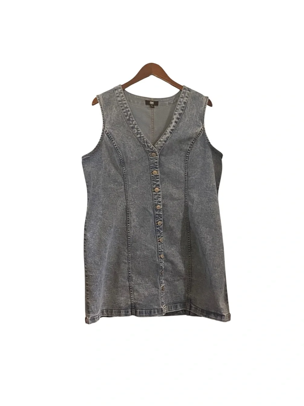 Frye denim mini dress button-front closure sleeveless coastal cowgirl western - Picture 4 of 11